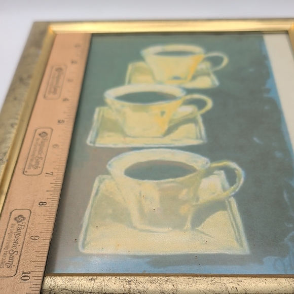 Vintage Oil Painting Coffee/Tea Cups In A Fram - Picture 2 of 3